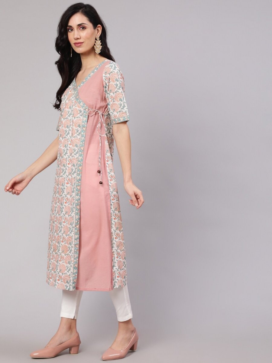 Aks Ethnic Motifs Printed A-line Layered Kurta | Grocsy