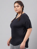 MKH Plus Size Drop Shoulder Sleeves Relaxed Fit Dri-FIT Sports T-shirt | Grocsy