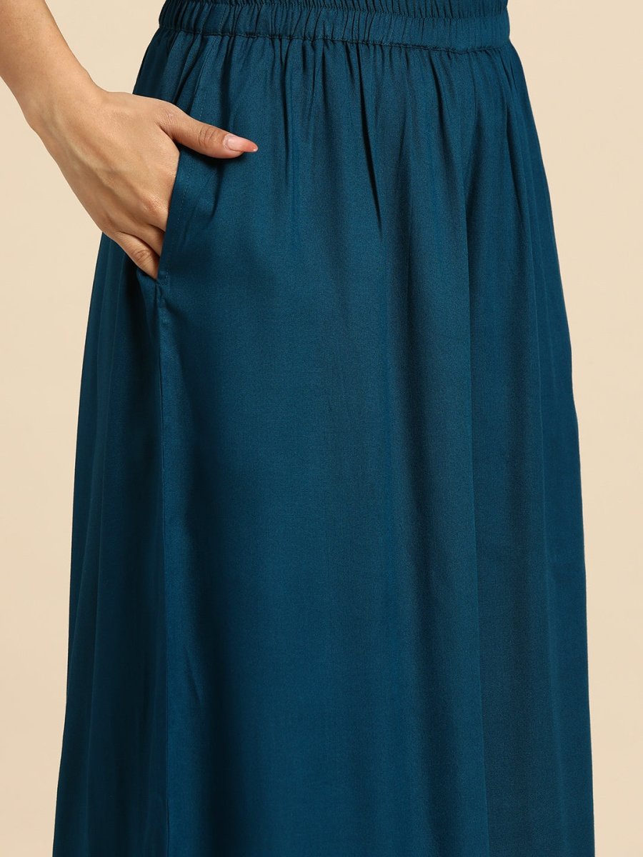 All About You Ethnic Motifs Foil Print Gotta Patti Detail Kurta with Palazzos | Grocsy