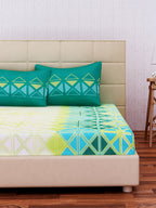 SEJ by Nisha Gupta Off-White Geometric Flat 144 TC 1 Double Bedsheet 2 Pillow Covers | Grocsy