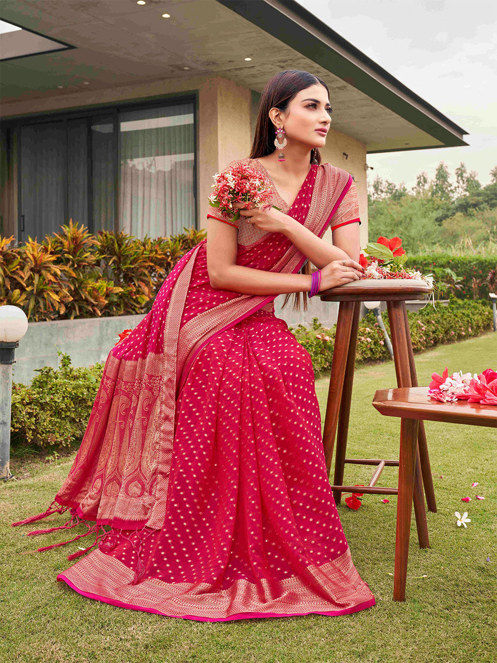 Tikhi Imli Woven Design Zari Art Silk Saree | Grocsy