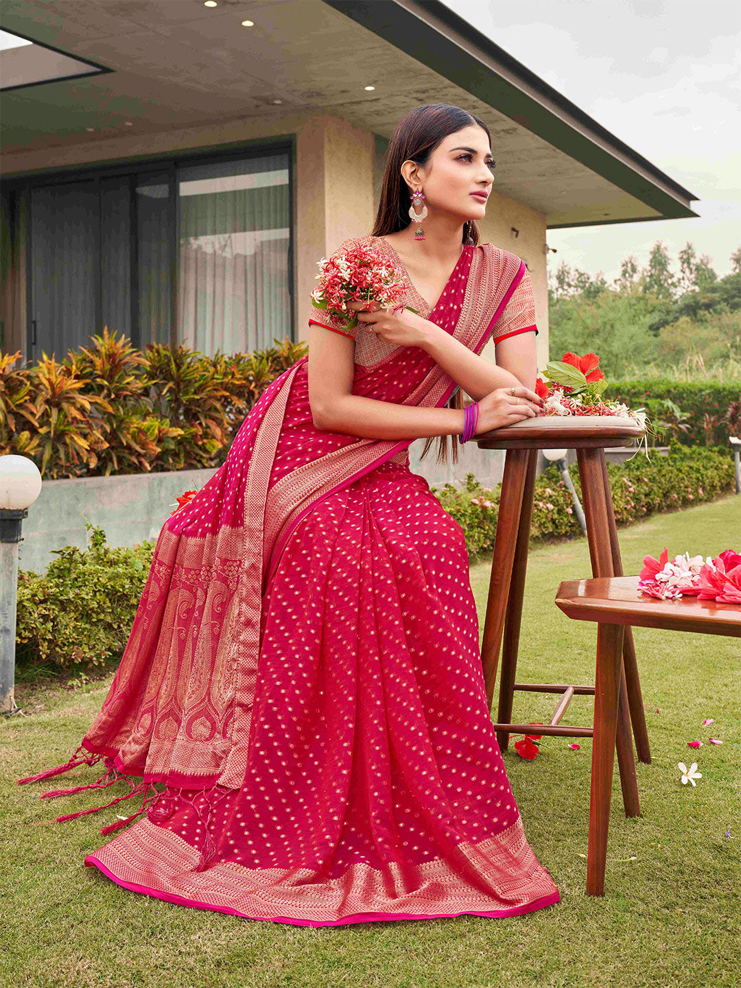 Tikhi Imli Woven Design Zari Art Silk Saree | Grocsy