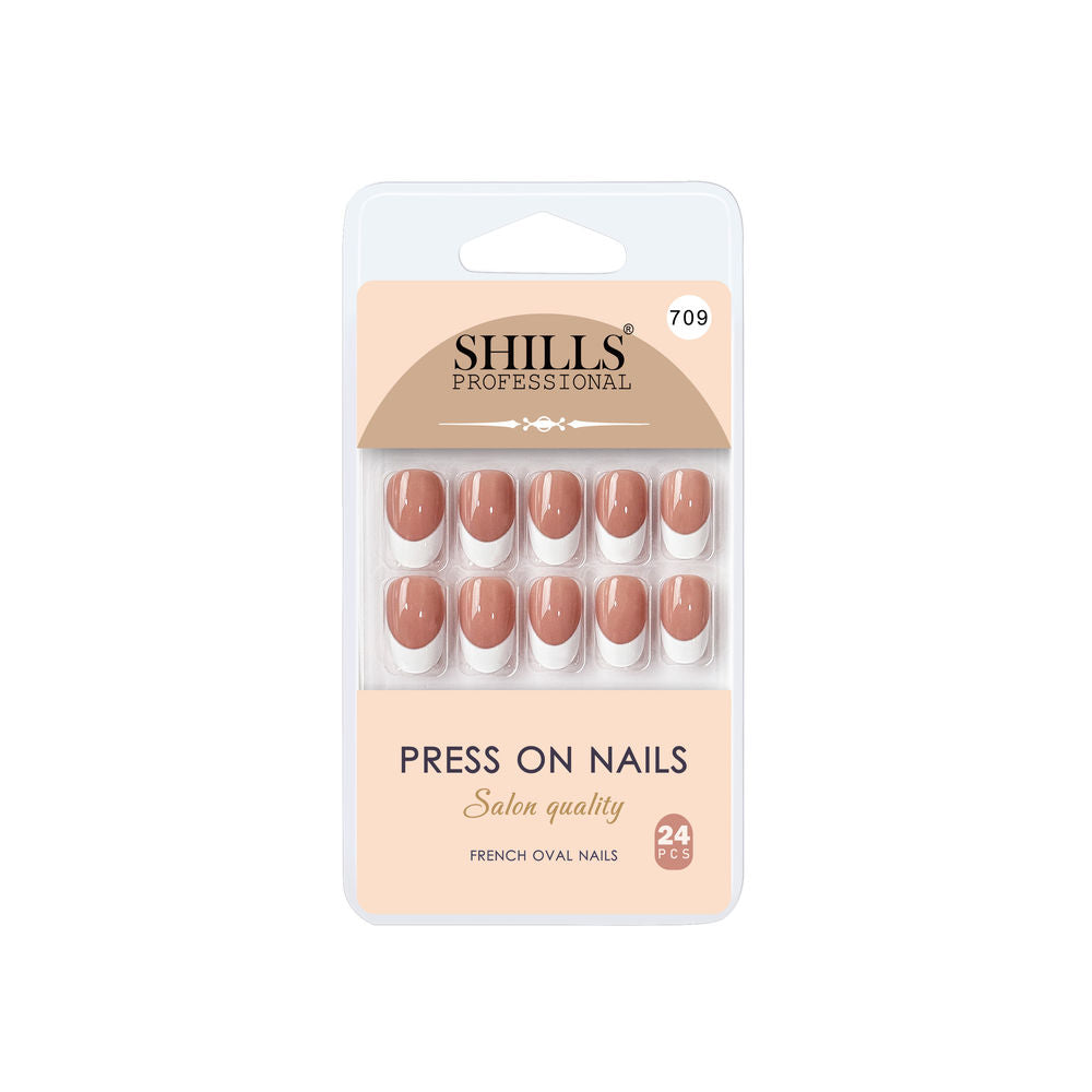 Shills Professional Reusable Press On Nails French Oval - SPN709 | Grocsy