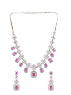 Saraf RS Jewellery Rhodium-Plated Pink AD studded Jewellery Set | Grocsy