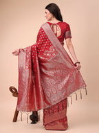 Shree Shyam Fashion Lichi Silk Red Saree | Grocsy