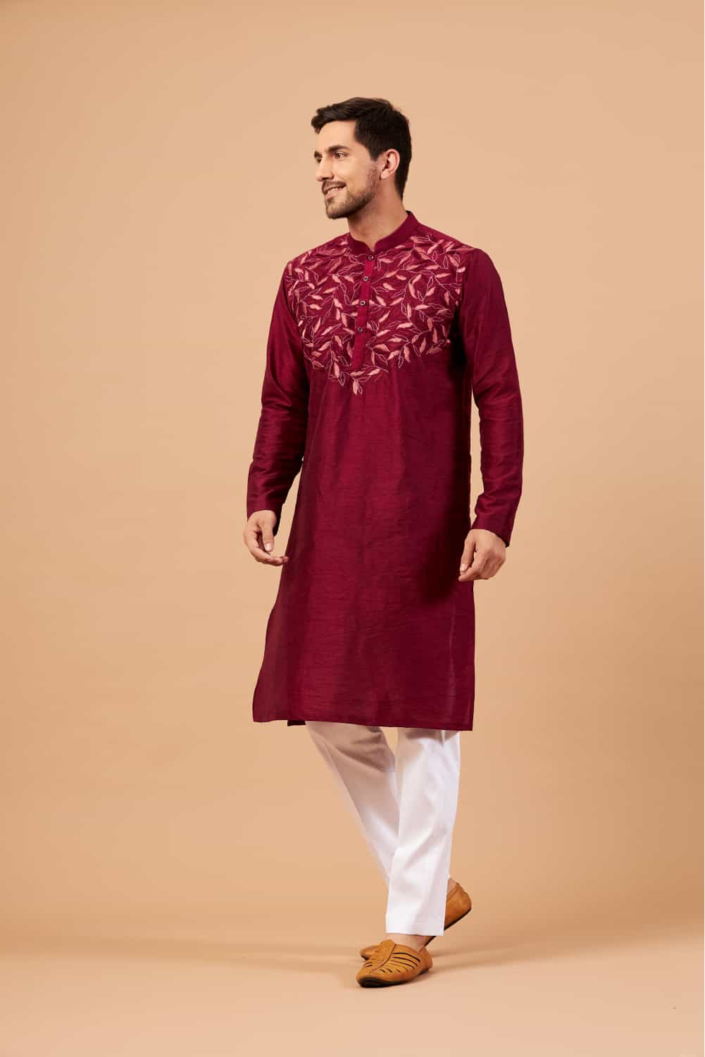 Leafy Designer Men's kurta by Hilo Design | Grocsy