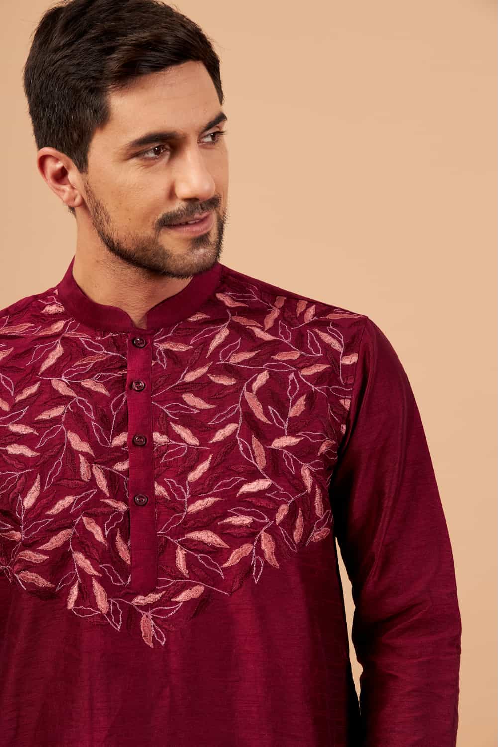 Leafy Designer Men's kurta by Hilo Design | Grocsy