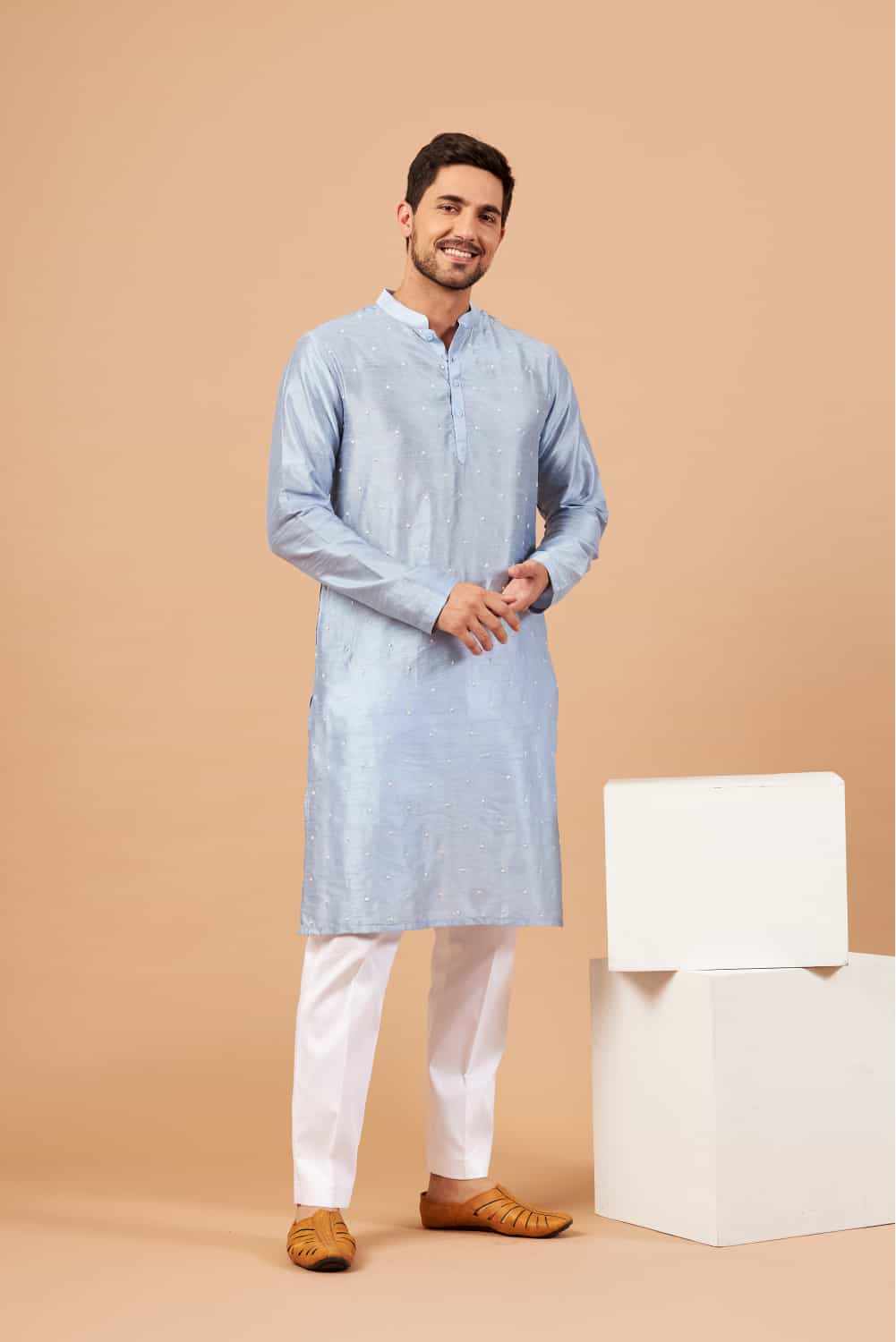 Viva Dot Designer Men's Kurta by Hilo Design | Grocsy