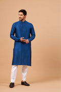 Blue Plain Kurta by Hilo Design | Grocsy