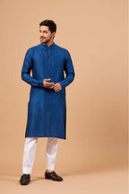 Blue Plain Kurta by Hilo Design | Grocsy