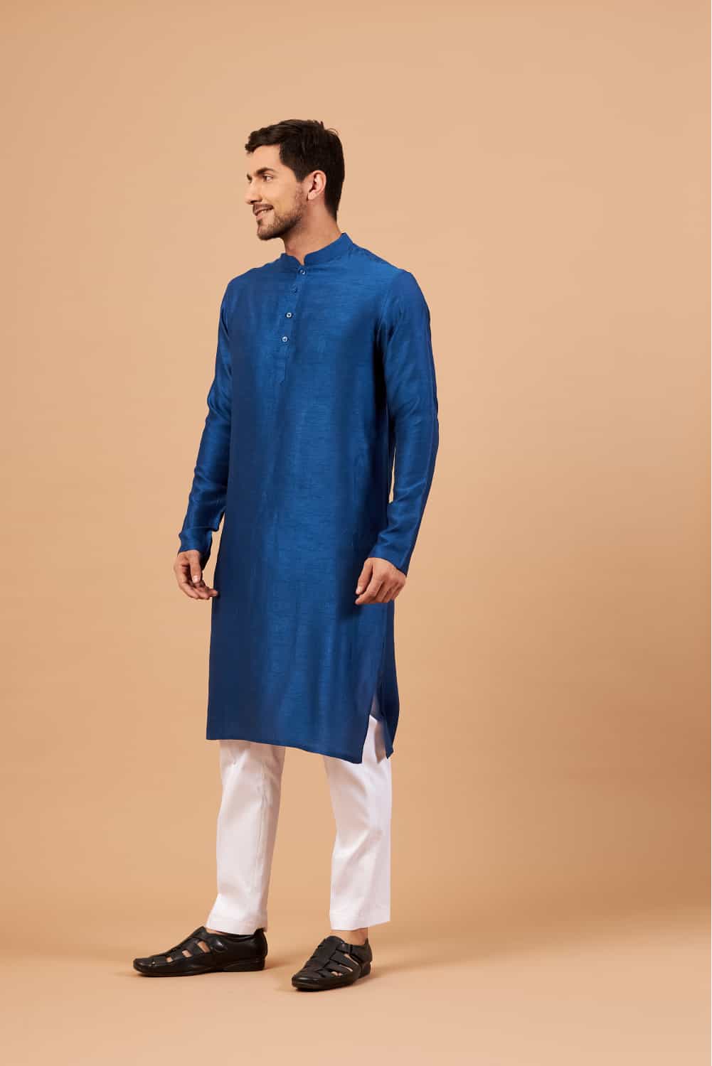Blue Plain Designer Men's Kurta by Hilo Design | Grocsy
