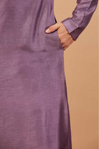 Inara Gold Embroidered Violet Kurta by Hilo Design | Grocsy