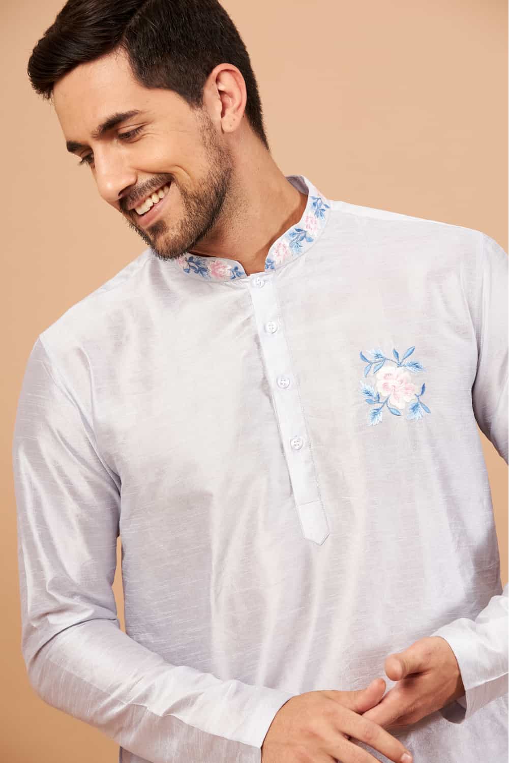 Manatee Basik Kurta Cadet Grey Coloured by Hilo Design | Grocsy