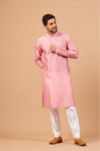 Pink Plain Designer Men's Kurta by Hilo Design | Grocsy