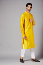 Yellow Plain Kurta by Hilo Design | Grocsy
