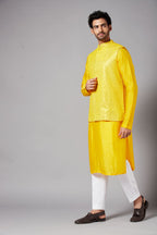 Yellot Designer Men's Nehru Jacket by Hilo Design | Grocsy