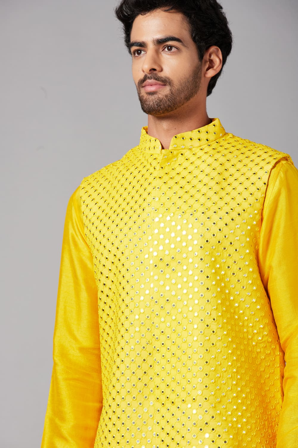 Yellot Designer Men's Nehru Jacket by Hilo Design | Grocsy
