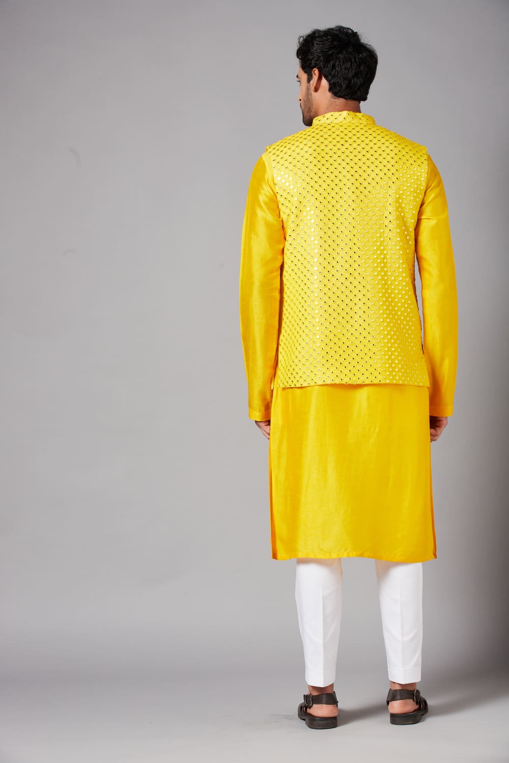 Yellot Designer Men's Nehru Jacket by Hilo Design | Grocsy