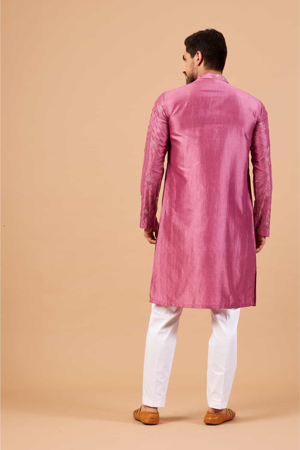 Pumetric Leaf Embroidered Purple Kurta by Hilo Design | Grocsy