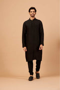 Black Plain Kurta by Hilo Design | Grocsy