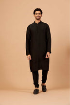 Black Plain Kurta by Hilo Design | Grocsy