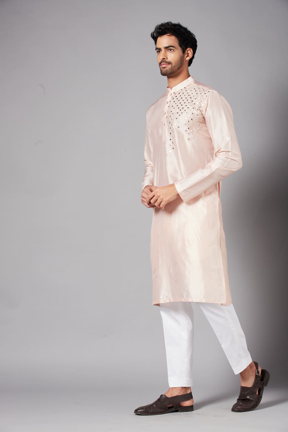 Rooyi Position Mirror Work Kurta by Hilo Design | Grocsy