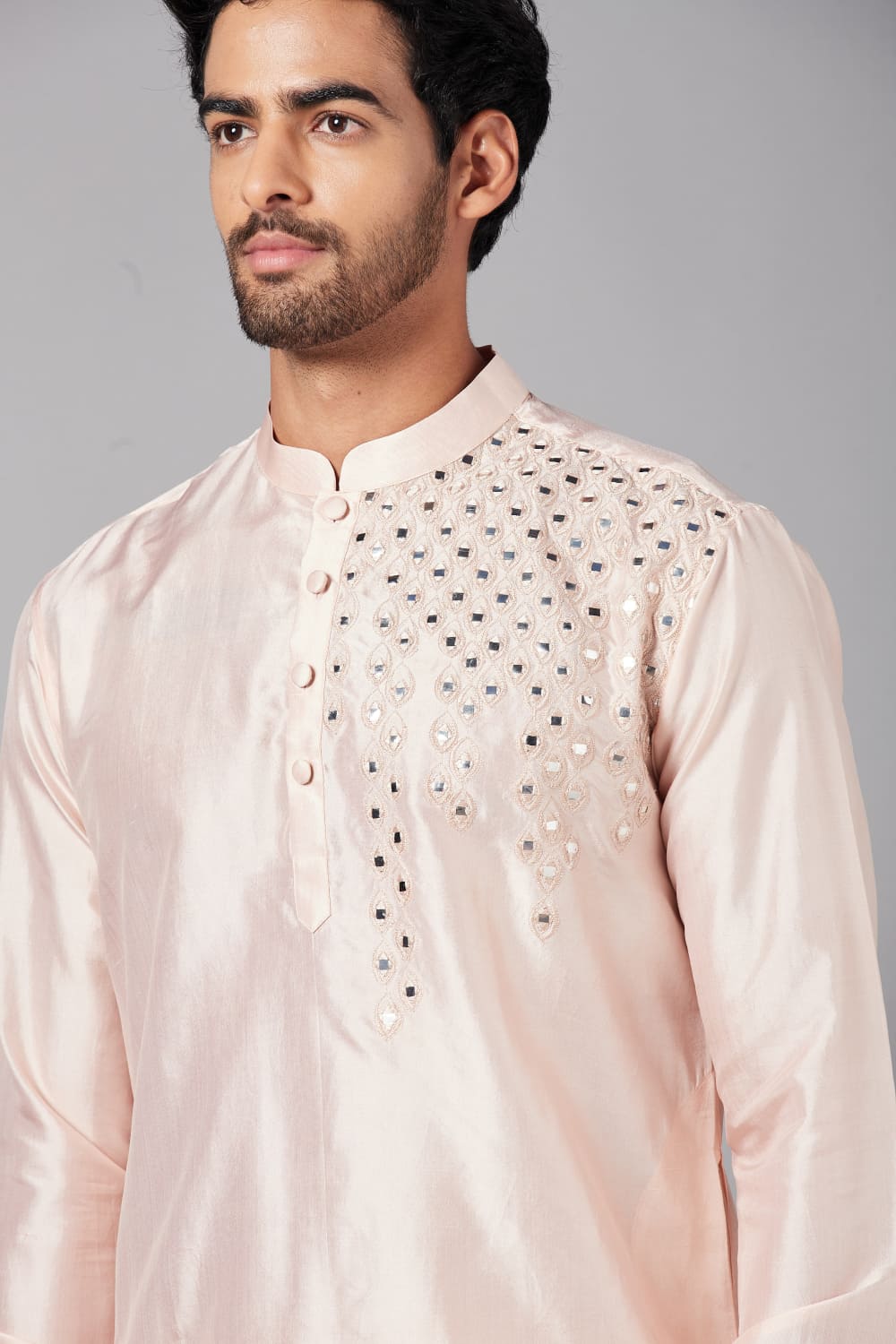 Rooyi Position Mirror Work Kurta by Hilo Design | Grocsy