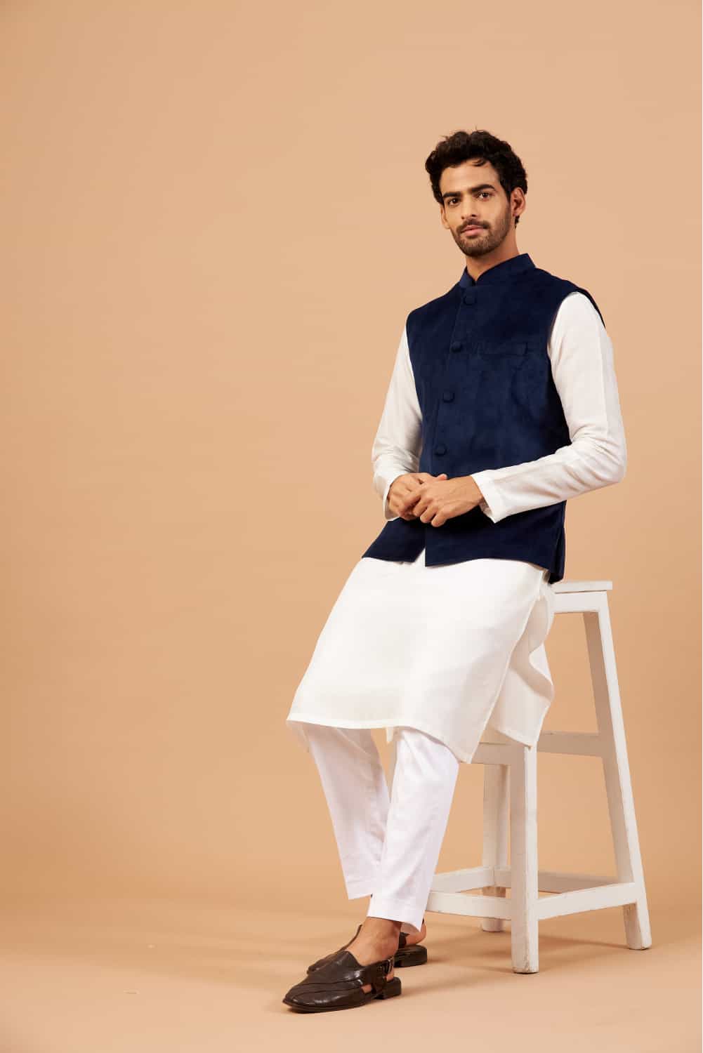 Bluvet Designer Men's Nehru jacket by Hilo Design | Grocsy