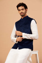 Bluvet Designer Men's Nehru jacket by Hilo Design | Grocsy