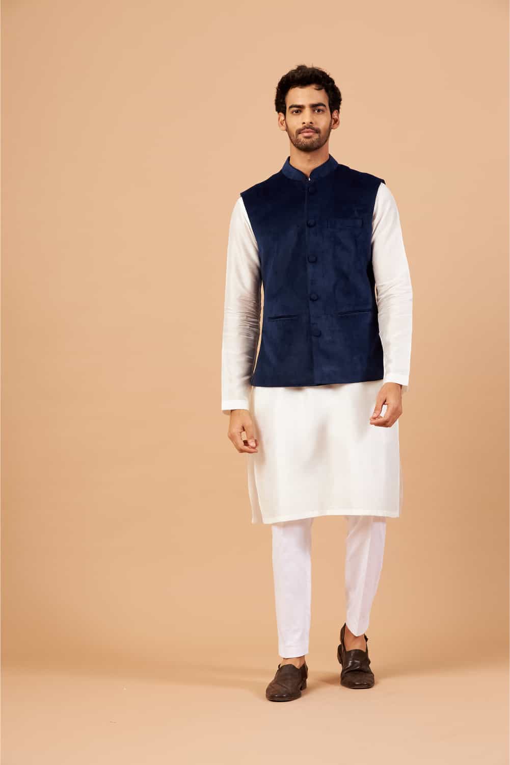 Bluvet Designer Men's Nehru jacket by Hilo Design | Grocsy