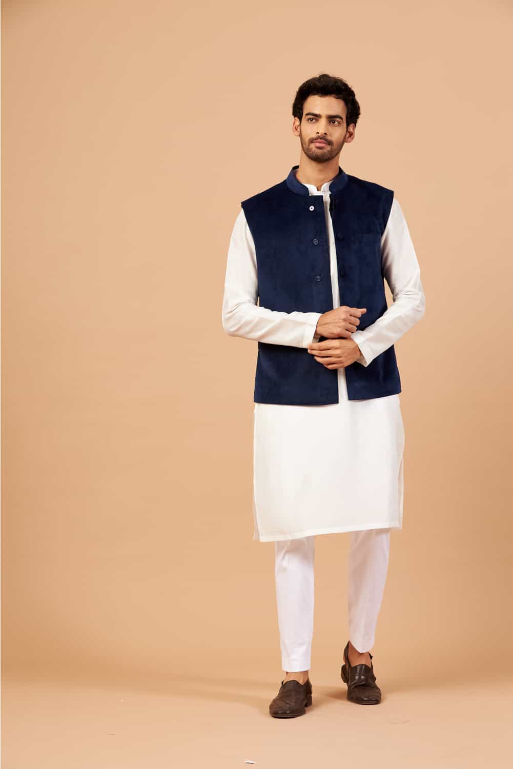 Bluvet Designer Men's Nehru jacket by Hilo Design | Grocsy