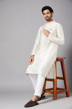 Ecru Basik Kurta by Hilo Design | Grocsy