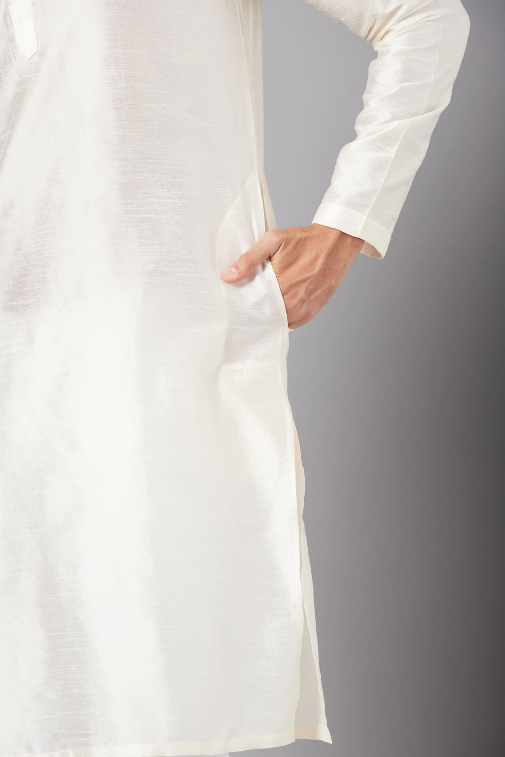 Ecru Basik Kurta by Hilo Design | Grocsy