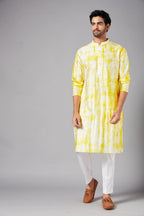 Tintlo Yellow Tie & Dye Kurta by Hilo Design | Grocsy