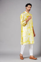 Tintlo Yellow Tie & Dye Kurta by Hilo Design | Grocsy