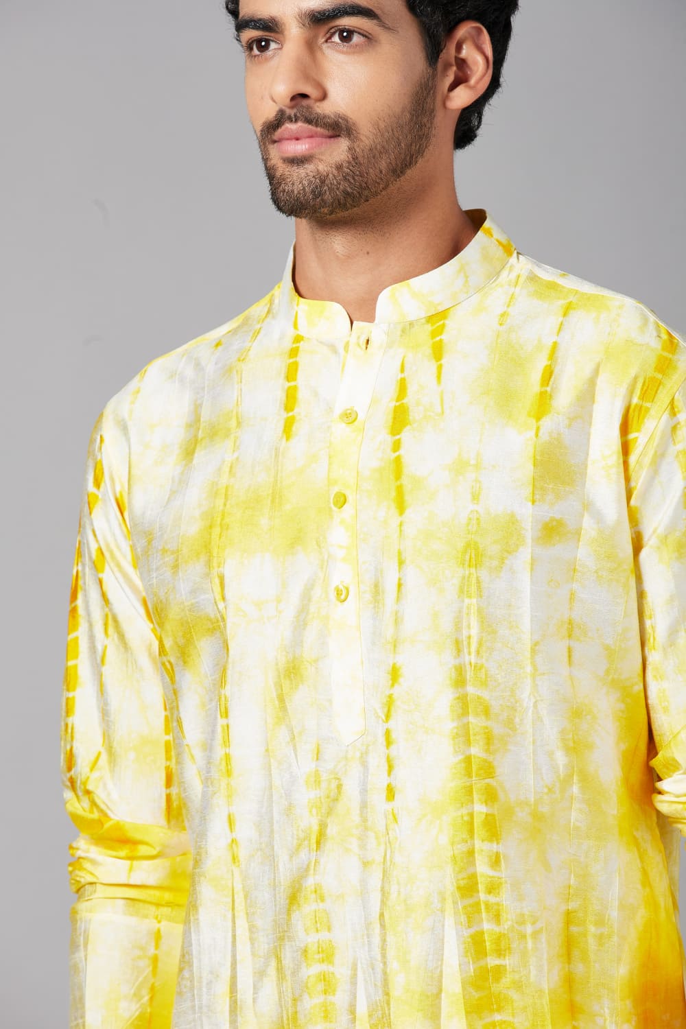 Tintlo Yellow Tie & Dye Kurta by Hilo Design | Grocsy
