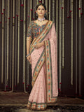 Myra Baby Pink Art Silk Heavy Embroidered Designer Saree | Grocsy