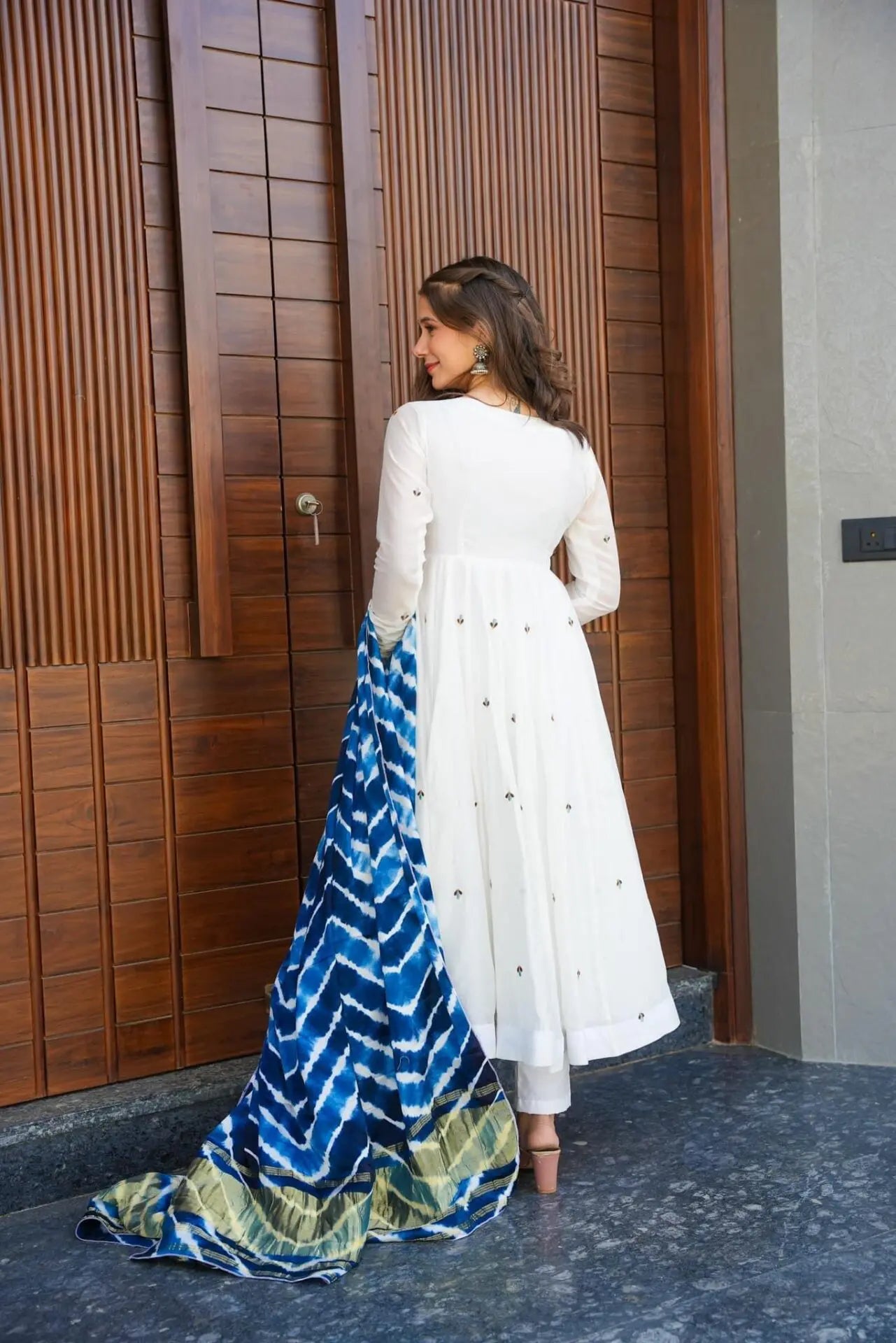 Yash Enterprise White Roman Silk Embroidery Party Wear Suit Set | Grocsy