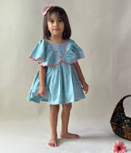 ArthLife Pale Blue Neon Embroidered Dress | Grocsy