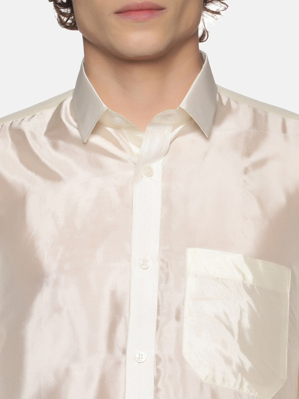 Sethukrishna Men Cream-Colored & Golden Solid Veshti | Grocsy