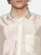 Sethukrishna Men Cream-Colored & Golden Solid Veshti | Grocsy