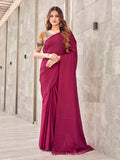 Tikhi Imli Woven Design Tasselled Satin Jacquard Ready to Wear Saree | Grocsy