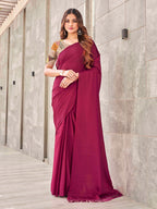 Tikhi Imli Woven Design Tasselled Satin Jacquard Ready to Wear Saree | Grocsy