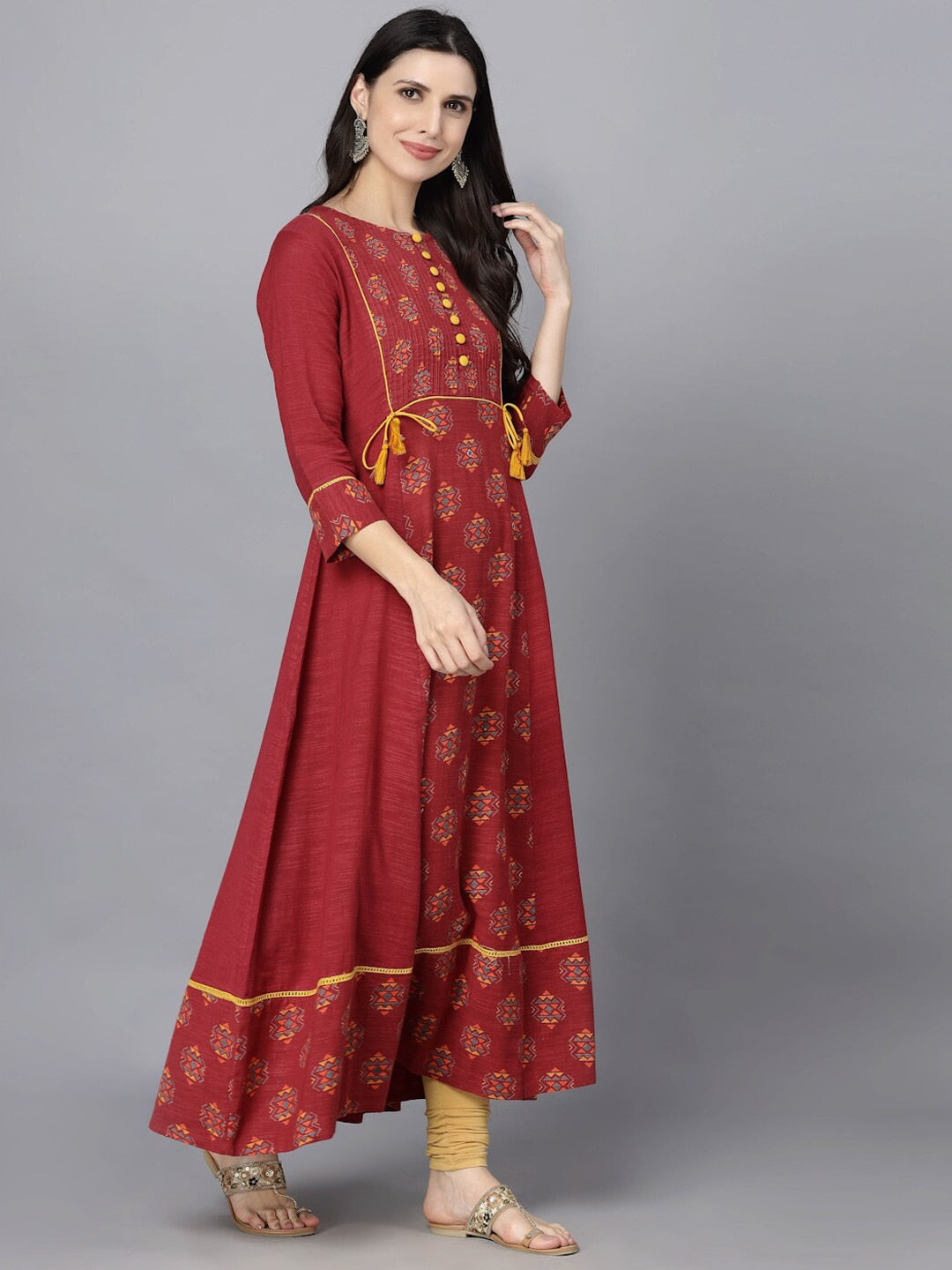 HERE&NOW Women Ethnic Motifs Printed Anarkali Kurta | Grocsy
