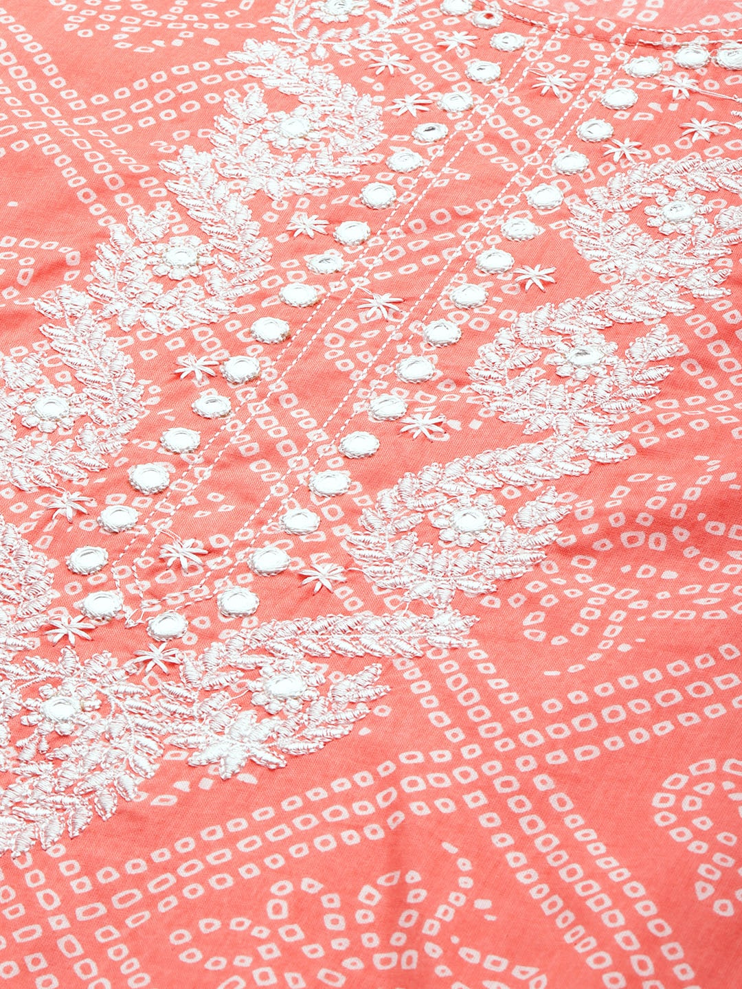 HERE&NOW Women Orange Ethnic Motifs Embroidered Pure Cotton Kurta with Trousers & With Dupatta | Grocsy