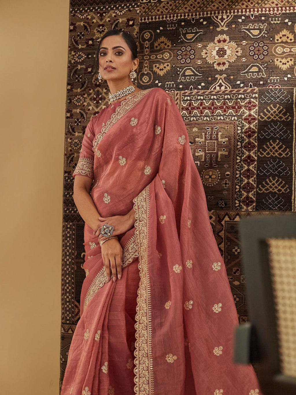 kasee Embellished Zardozi Silk Blend Saree | Grocsy
