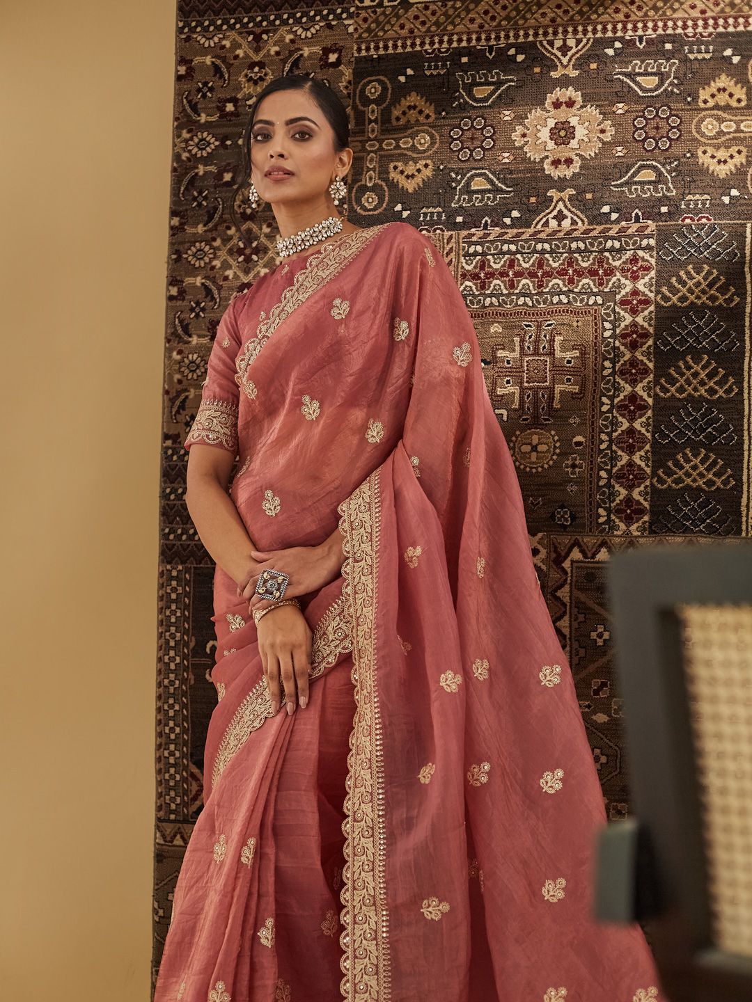 kasee Embellished Zardozi Silk Blend Saree | Grocsy