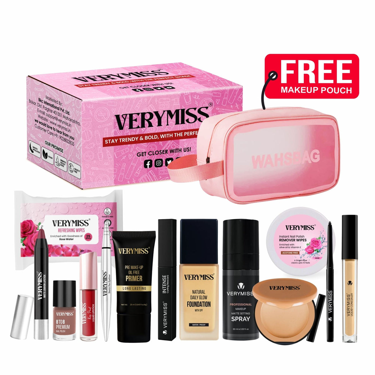 VERYMISS Ultimate Makeup Combo - 3 + Free Makeup Pouch | Grocsy