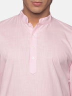 Sethukrishna Men Pink Pure Cotton Kurta with Pyjamas | Grocsy