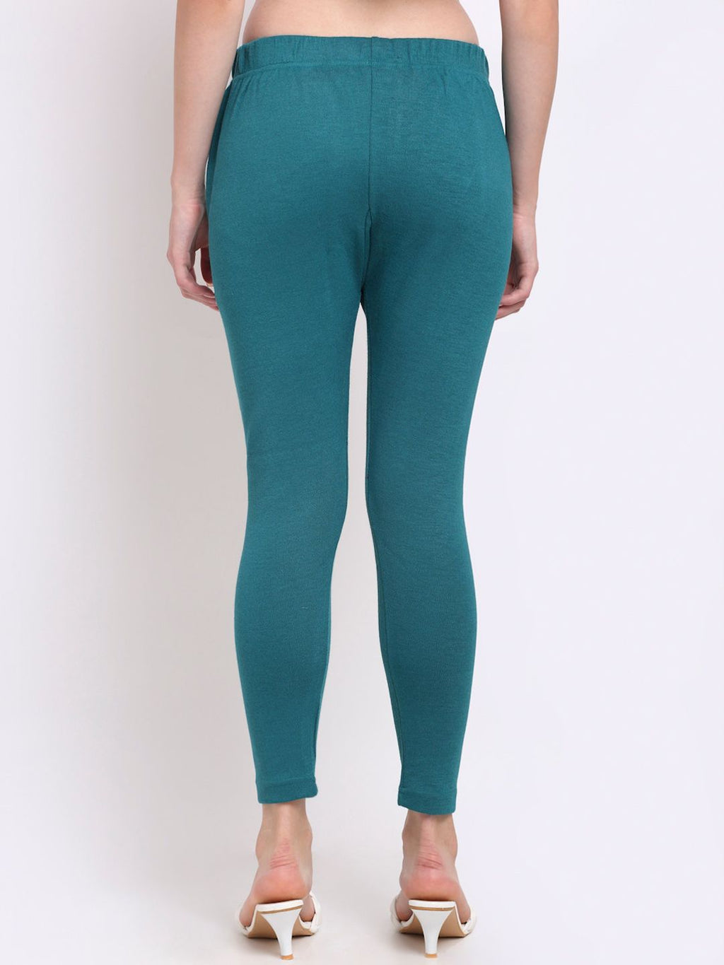 TAG 7 Women Pack Of 2 Solid Turquoise Blue & White Ankle Length Leggings | Grocsy